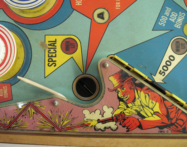 Detail of the left playfield plastic, before the restroration.